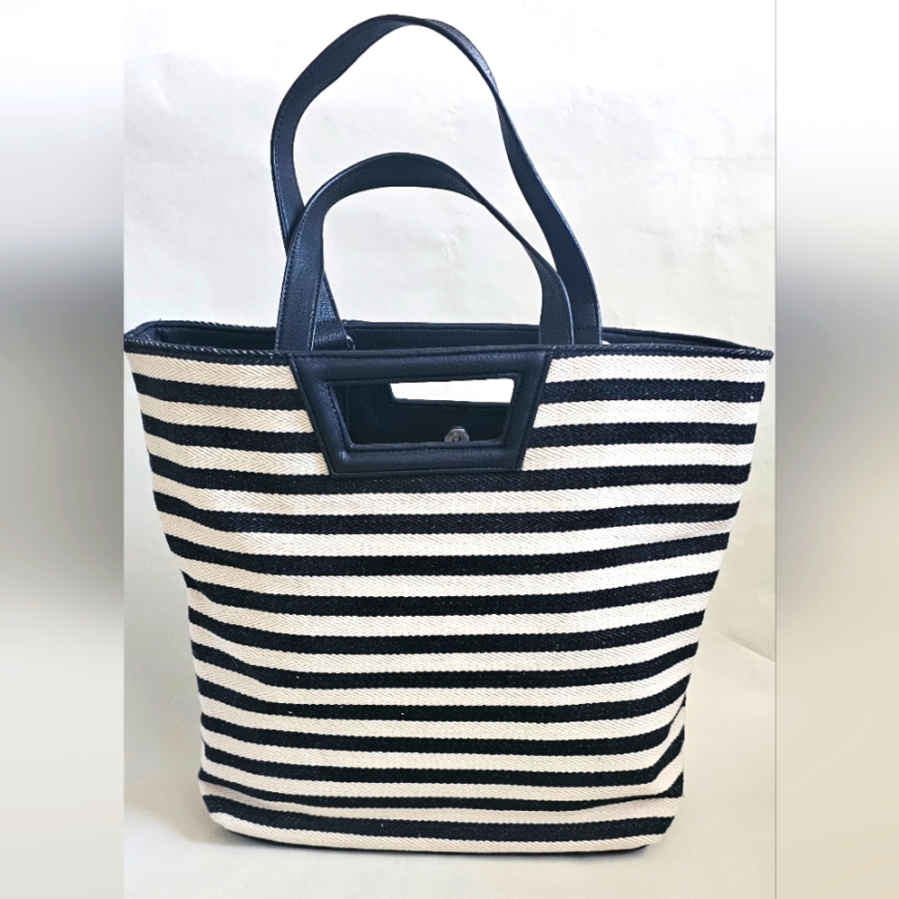 NWT BCBGeneration Black and White Striped Tote Bag